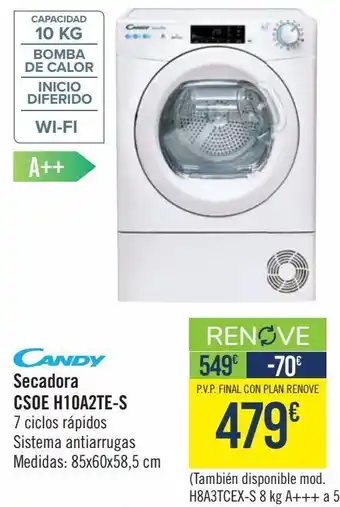 Carrefour Candy secadora cs0e h10a2te-s oferta