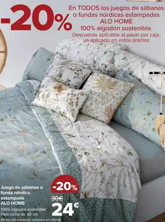 Carrefour Juego de sábanas o funda nórdica estampada alo home oferta