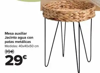 Carrefour Mesa auxiliar jacinto agua con patas metálica oferta