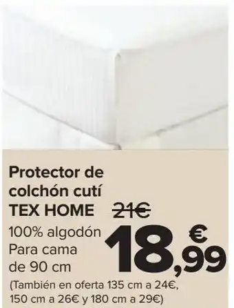 Carrefour Protector de colchón cutí tex home oferta