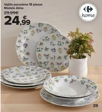 Carrefour Vajilla porcelana 18 piezas modelo alma oferta