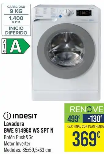 Carrefour Indesit lavadora bwe 91496x ws spt n oferta
