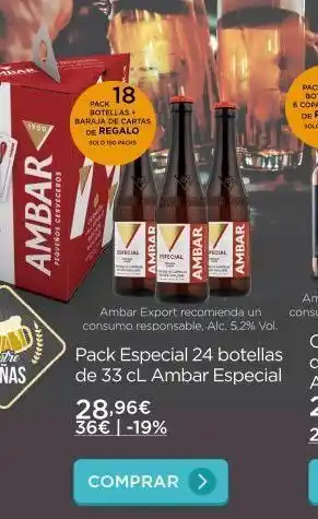 La tienda en casa Ambar pequeños cerveceros 18 pack botellas + baraja de cartas de regalo solo 150 packs opecial ambar export recomiend oferta