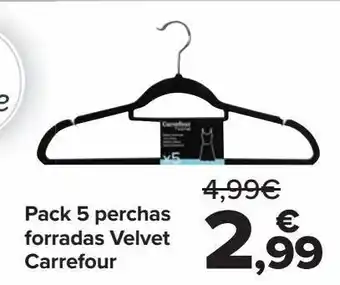 Carrefour Pack 5 perchas forradas velvet carrefour oferta