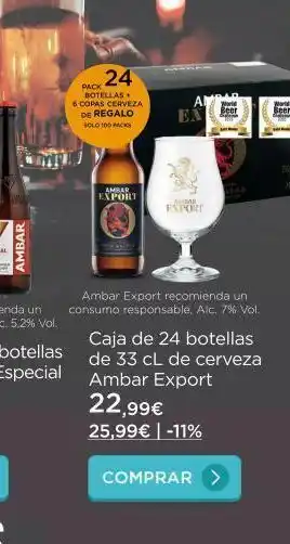 24 pack botellas 6 copas cerveza de regalo solo 100 packs ambar export ex sambar export ambar export recomienda un 