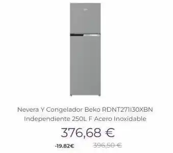 Miró Nevera y congelador beko rdnt271130xbn independiente 250l f acero inoxidable 376,68 € -19.82€ 396,50 € oferta