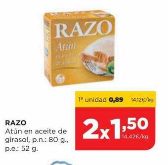 Alimerka Razo atún en aceite de girasol oferta