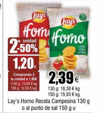 FROIZ Lay's horno receta campesina o al punto de sal oferta