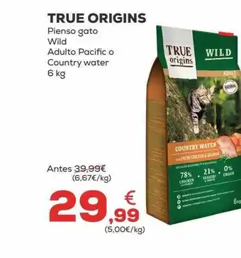 Kiwoko True origins pienso gato wild adulto pacific o country water oferta
