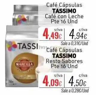 Cuevas Cash Café cápsulas tassimo café con leche pte 16 café cápsulas tassimo resto sabores pte 16 oferta
