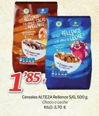 Alsara Supermercados Cereales alteza rellenos s-g choco o leche oferta