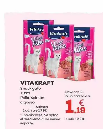 Kiwoko Vitakraft snack gato yums pollo, salmón o queso oferta
