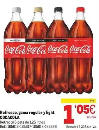 Makro Refresco gama regular y light coca cola oferta