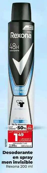 Dia Desodorante en spray men invisible rexona oferta