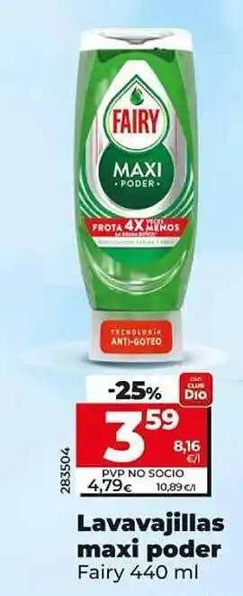 Dia Lavavajilla maxi poder fairy oferta