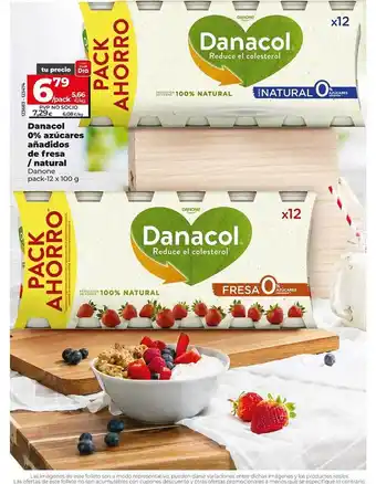 Dia Danacol 0% azúcares añadidos de fresa - natural danone pack 12 oferta