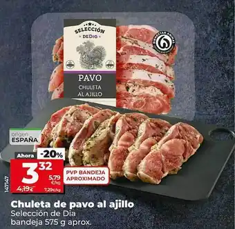 Dia Chuleta de pavo al ajillo selección de dia bandeja oferta