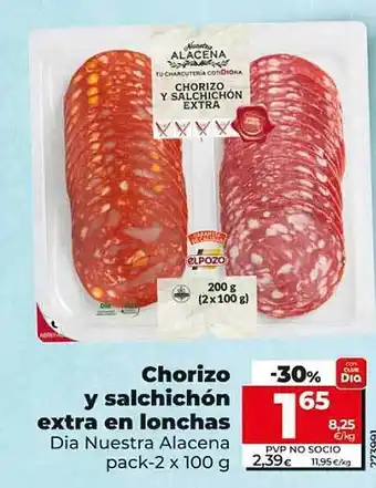 Dia Chorizo y salchichón extra en lonchas dia nuestra alacena pack-2 oferta