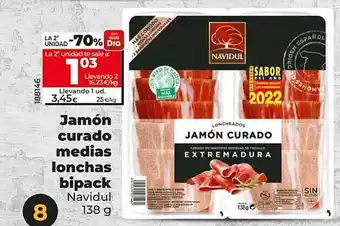 Dia La 2a unidad -70% jamón curado medias lonchas bipack navidul oferta