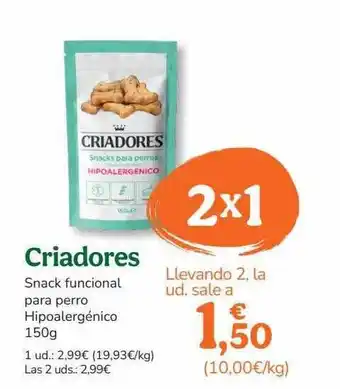 TiendAnimal Criadores snack funcional para perro hipoalergénico oferta