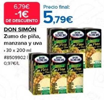 Costco Don simón zumo de piña manzana y uva oferta