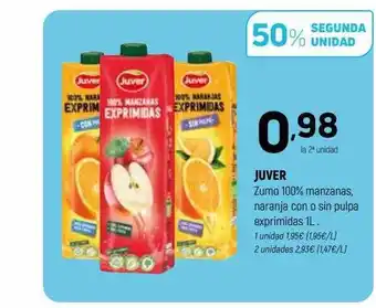 Coviran Juver zumo 100% manzanas naranja con o sin pulpa exprimidas oferta