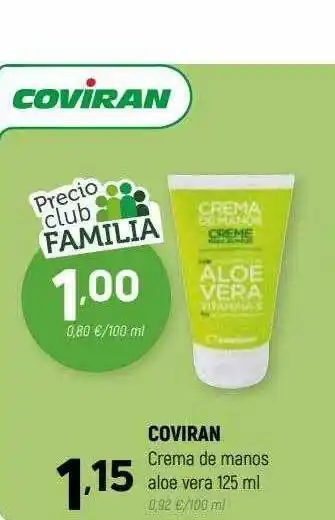 Coviran Coviran crema de manos aloe vera oferta