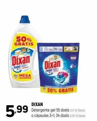 Coviran Dixan detergente gel 55 dosis o cápsulas 3+1 34 dosis oferta