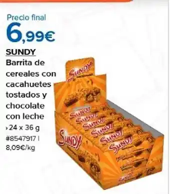 Costco Sundy barrita de cereales con cacahuetes tostados y chocolate con leche oferta