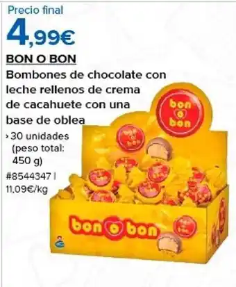 Costco Bon o bon bombones de chocolate con leche rellenos de crema de cacahuete con una base de oblea oferta