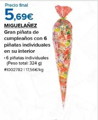 Costco Miguelañez gran piñata de cumpleaños con 6 piñatas individuales en su interior oferta