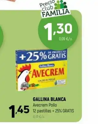 Coviran Gallina blanca avecrem pollo 12 pastillas + 25% gratis oferta