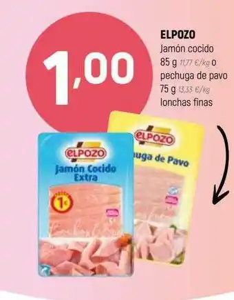 Coviran Elpozo jamón cocido o pechuga de pavo lonchas finas oferta