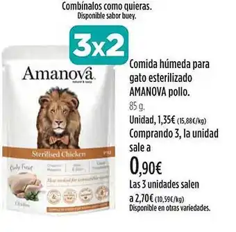 El Corte Inglés Comida húmeda para gato esterilizado amanova pollo oferta