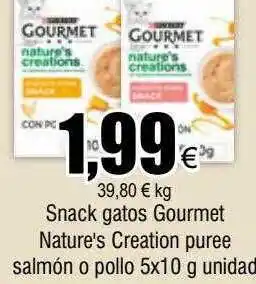 FROIZ Snack gatos gourmet nature's creation puree salmón o pollo oferta