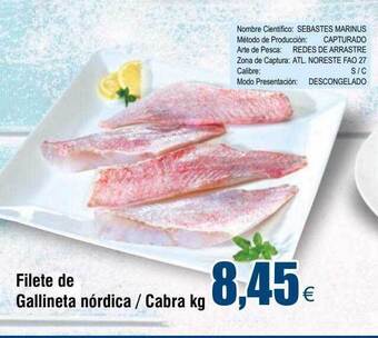 FROIZ Filete de gallineta nórdica cabra kg oferta