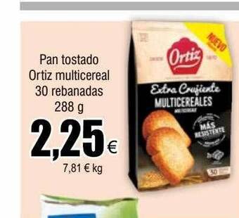 FROIZ Pan tostado ortiz multicereal 30 rebanadas oferta