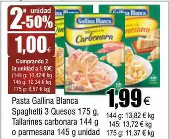 FROIZ Pasta gallina blanca spaghetti 3 quesos tallarines carbonara o parmesana oferta