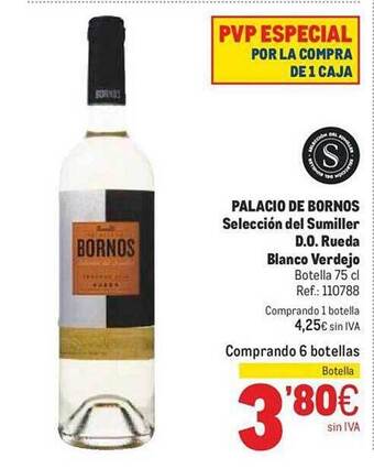 Makro Palacio de bornos selección del sumiller d.o. rueda blanco verdejo oferta