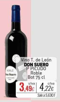 Cuevas Cash Vino t . de león don suero p picudo roble bot oferta