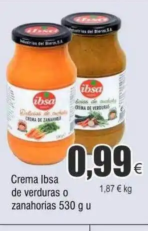 FROIZ Crema ibsa de verduras o zanahorias oferta