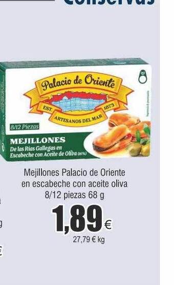 FROIZ Mejillones palacio de oriente en escabeche con aceite oliva oferta