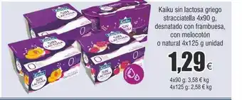 FROIZ Kaiku sin lactosa griego sracciatella desnatado con frambuesa con melocotón o natural oferta