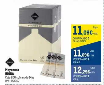 Makro Rioba mayonesa rioba caja 200 sobres oferta