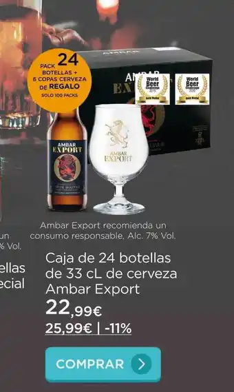 La tienda en casa Caja de 24 botellas de 33 cl de cerveza ambar export oferta
