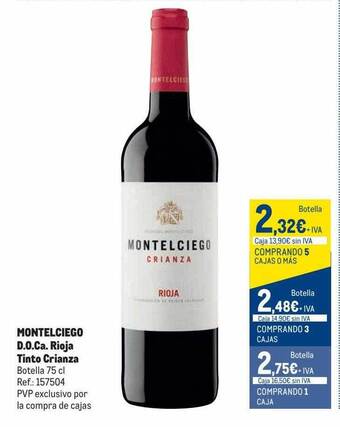 Makro Montelciego d.o.ca. rioja tinto crianza oferta