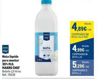 Makro Nata líquida para montar 35% m.g. makro che oferta
