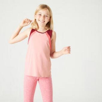Decathlon Camiseta gimnasia sin mangas tirantes transpirable niños domyos s500 rosa oferta