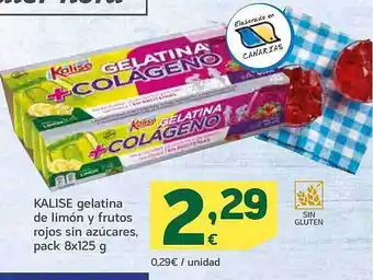 HiperDino Kalise gelatina de limón y frutos rojos sin azúcares oferta