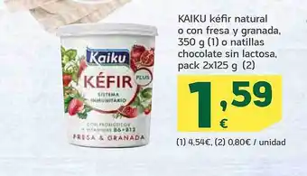 HiperDino Kaiku kéfir natural o con fresa y granada, o natillas chocolate sin lactosa oferta